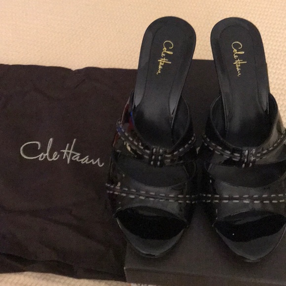 Black patent slides. Cole Haan. Gently worn. - Picture 2 of 7